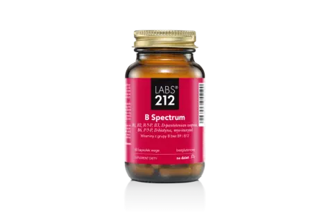 B Spectrum LABS 212 zawiera witaminę B2, B1, B3, B6. To najlepsza witamina B2 dla Twojego organizmu.