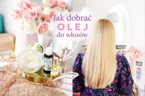 Jak dobrać olej do włosów? Na zdjęciu widać buteleczkę oleju arganowego, słoiczek z masłem do włosów i piękne, długie, blond włosy.