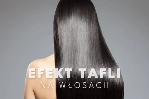 Kobieta z lśniącymi, prostymi włosami, które tworzą efekt tafli.