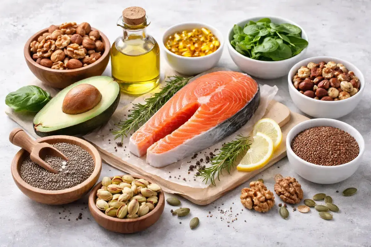 Łosoś, awokado, orzechy, nasiona i olej – naturalne źródła omega 3 na włosy.